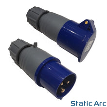 Load image into Gallery viewer, 16A 3-PIN INDUSTRIAL PLUG SOCKET MALE FEMALE 2P+EARTH CAMPING CARAVAN IP44 240V (Grey)