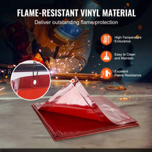 Load image into Gallery viewer, WELDING SCREEN CURTAIN w/ GALVANISED FRAME SWIVEL WHEELS 6ft x 6ft RED VINYL