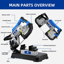 Load image into Gallery viewer, 1200W ELECTRIC HANDHELD BAND SAW 2in1 CHOP TABLE BANDSAW STAND METAL WOOD CUT