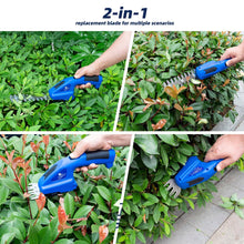 Load image into Gallery viewer, CORDLESS GARDEN SHEARS GRASS HEDGE SHRUB TRIMMER 2in1 DUAL ATTACHMENTS 7.2V