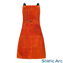 Load image into Gallery viewer, LEATHER WELDING APRON COWHIDE HEAT RESISTANT FULL BODY PPE WELDER SAFETY BIB