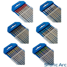 Load image into Gallery viewer, 10pc TIG WELDING TUNGSTEN ELECTRODES TIPS BLUE/GOLD/GREEN/GREY/RED/WHITE 1.6mm/2.4mm
