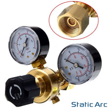 Load image into Gallery viewer, GAS BOTTLE PRESSURE FLOW REGULATOR DUAL GAUGE ARGON CO2 NITROGEN MIG TIG WELDING