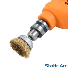 Load image into Gallery viewer, 5pc BRASSED STEEL WIRE WHEEL CUP BRUSH SET DRILL GRINDING SANDING RUST REMOVER