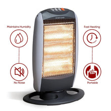 Load image into Gallery viewer, 1200W ELECTRIC HALOGEN SPACE HEATER OSCILLATING PORTABLE RADIATOR HOME OFFICE