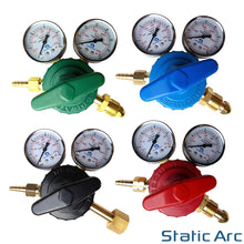 Load image into Gallery viewer, GAS BOTTLE PRESSURE FLOW REGULATOR DUAL GAUGE ARGON CO2 OXYGEN ACETYLENE WELDING