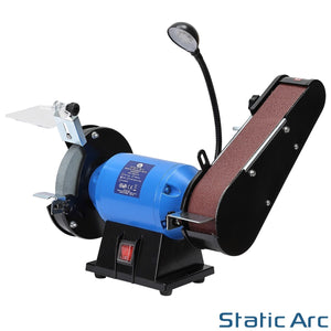 350W ELECTRIC BENCH GRINDER & SANDING BELT LINISHER METAL WOOD SANDER 6" WHEEL