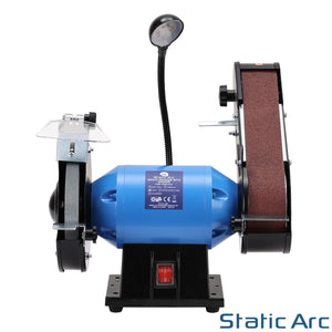 350W ELECTRIC BENCH GRINDER & SANDING BELT LINISHER METAL WOOD SANDER 6" WHEEL