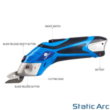 Load image into Gallery viewer, CORDLESS SCISSORS CUTTING SHEARS ELECTRIC BATTERY FABRIC PLASTIC CARDBOARD SNIPS
