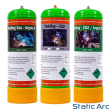 Load image into Gallery viewer, ARGON CO2 DISPOSABLE 2.2L GAS BOTTLE CYLINDER WELDING 100% PURE 12% 2% MIX
