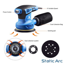 Load image into Gallery viewer, 280W ELECTRIC RANDOM ORBITAL SANDER ROTARY PALM CIRCULAR DISC 125mm

