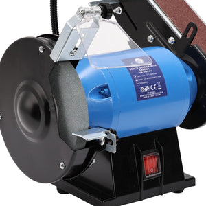 350W ELECTRIC BENCH GRINDER & SANDING BELT LINISHER METAL WOOD SANDER 6" WHEEL
