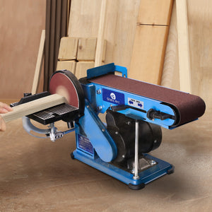 375W ELECTRIC BELT + DISC SANDER 2in1 LINISHER BENCH WORKTOP WOOD METAL SANDING