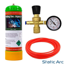 Load image into Gallery viewer, ARGON CO2 DISPOSABLE 2.2L GAS BOTTLE CYLINDER KIT WELDING REGULATOR FLOW GAUGE
