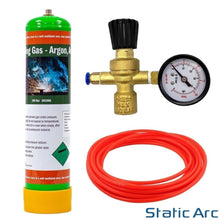 Load image into Gallery viewer, ARGON CO2 DISPOSABLE 0.95L GAS BOTTLE CYLINDER KIT WELDING REGULATOR FLOW GAUGE
