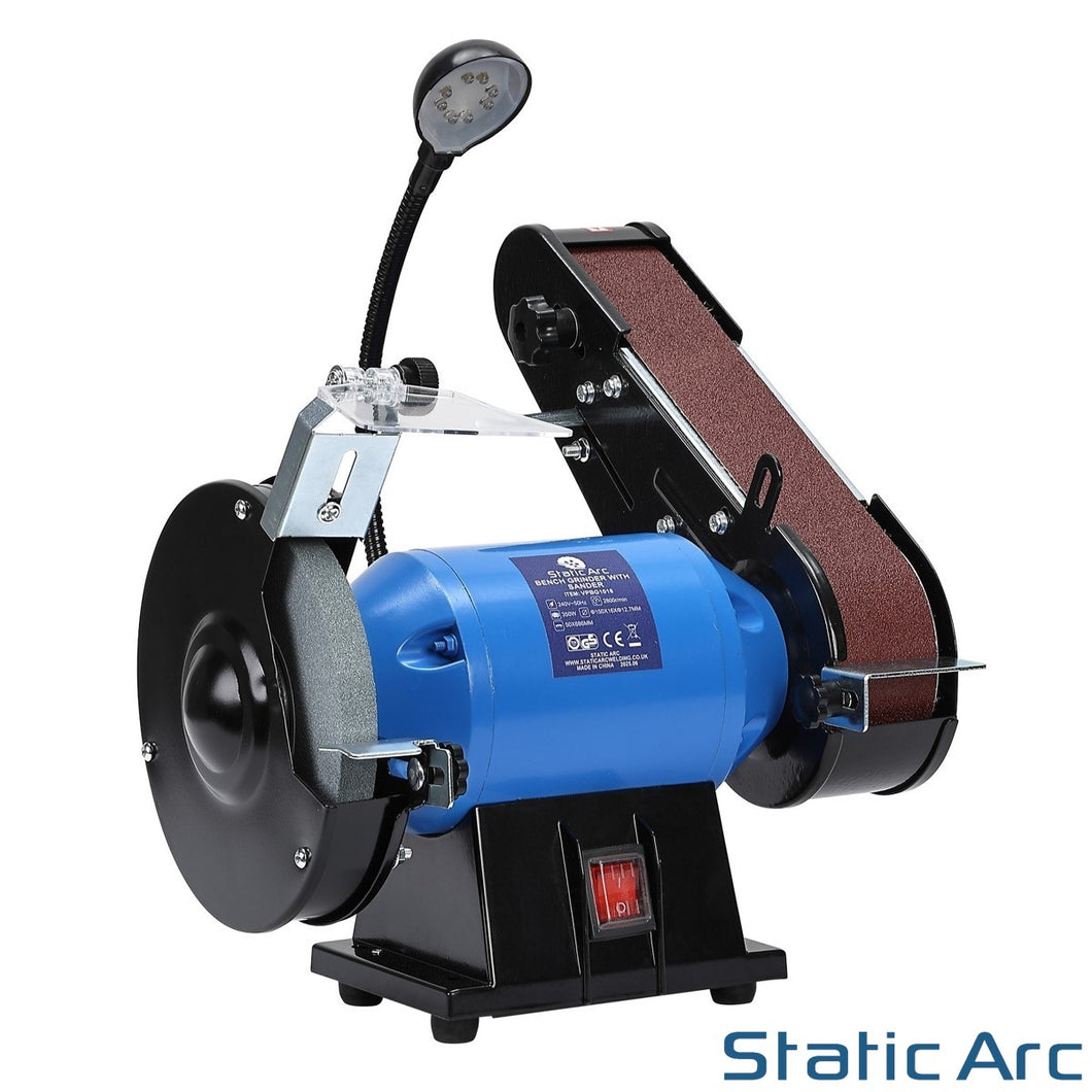 350W ELECTRIC BENCH GRINDER & SANDING BELT LINISHER METAL WOOD SANDER 6