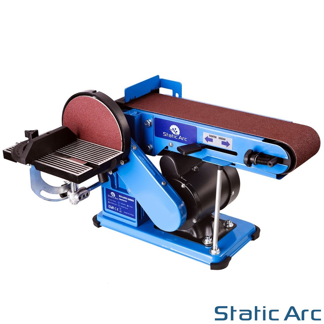 375W ELECTRIC BELT + DISC SANDER 2in1 LINISHER BENCH WORKTOP WOOD METAL SANDING