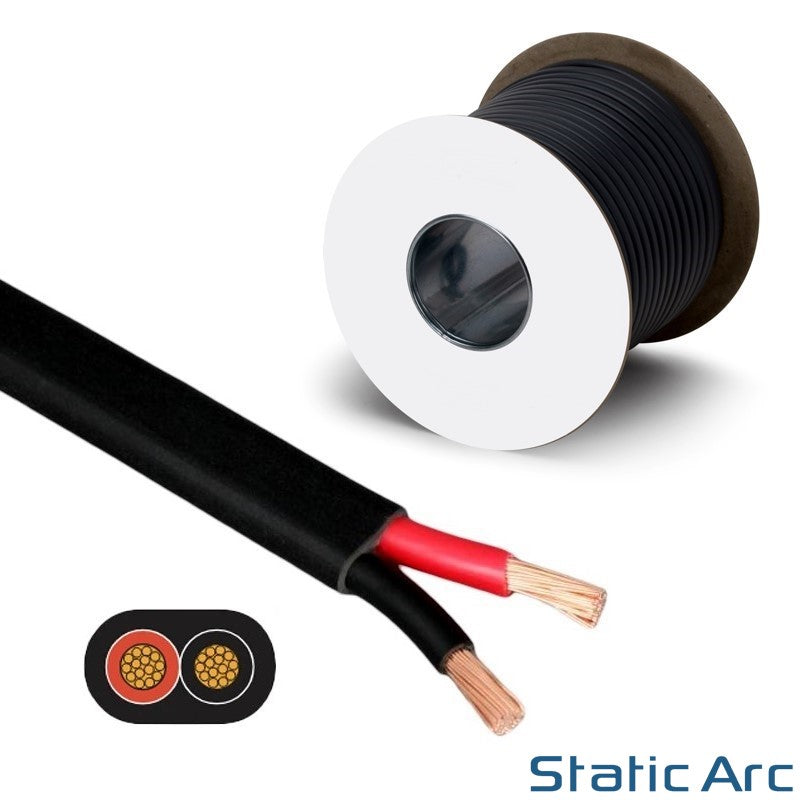 2 CORE ELECTRICAL FLAT CABLE TWIN FLEX WIRE 0.5-4.5mm² RED BLACK FLEXIBLE 1-42A