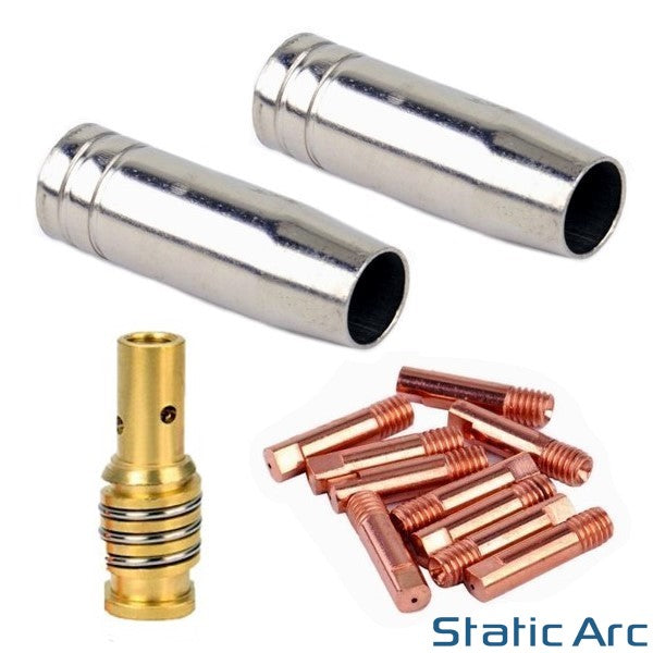 MB15 MIG WELDING CONSUMABLES KIT TIPS NOZZLE SHROUD 14AK TORCH (SHORT) 13pc