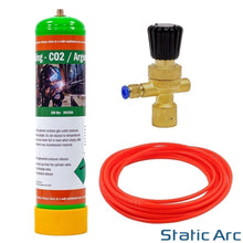 Load image into Gallery viewer, ARGON CO2 DISPOSABLE 0.95L GAS PURE MIX BOTTLE CYLINDER KIT WELDING REGULATOR
