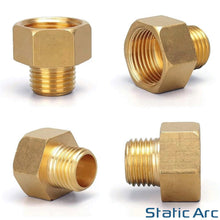 Load image into Gallery viewer, 3/8" to 1/4" BSP ADAPTER REDUCER BRASS THREAD FITTING GAS AIR HOSE MALE FEMALE
