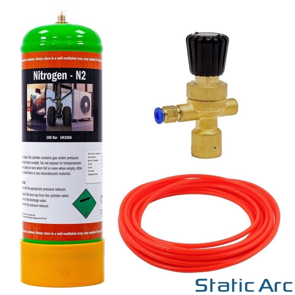 NITROGEN DISPOSABLE GAS BOTTLE CYLINDER KIT w/ REGULATOR HOSE 2.2L
