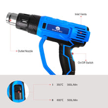 Load image into Gallery viewer, 2000W ELECTRIC HEAT GUN HOT AIR NOZZLE POWER TOOL VARIABLE TEMP PAINT GLUE DRY

