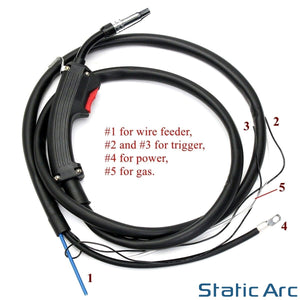 14AK MB15 MIG WELDING TORCH LANCE GAS GASLESS WIRE FIX REFIT 3M CABLE w/ TIPS