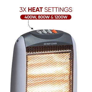 1200W ELECTRIC HALOGEN SPACE HEATER OSCILLATING PORTABLE RADIATOR HOME OFFICE