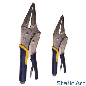 2pc LONG NOSE LOCKING PLIERS MOLE GRIPS ADJUSTABLE VICE CLAMP HEAVY DUTY 6.5"/9"