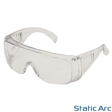 SAFETY SPECS GLASSES EYE PROTECTION CLEAR PLASTIC EYEWEAR GOGGLES INDUSTRIAL LAB