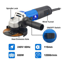 Load image into Gallery viewer, 850W ELECTRIC ANGLE GRINDER CUTTING GRINDING SANDING TOOL 115mm 4.5&quot; DISC CUT
